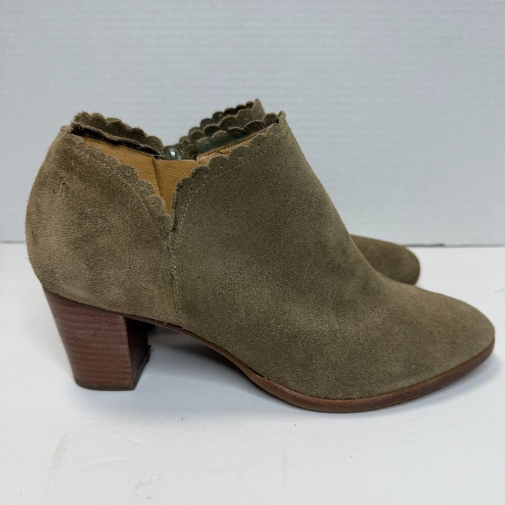 Jack Rogers Women's Marianna Suede Ankle Boots Side Zip Stacked Heel Taupe Sz 8